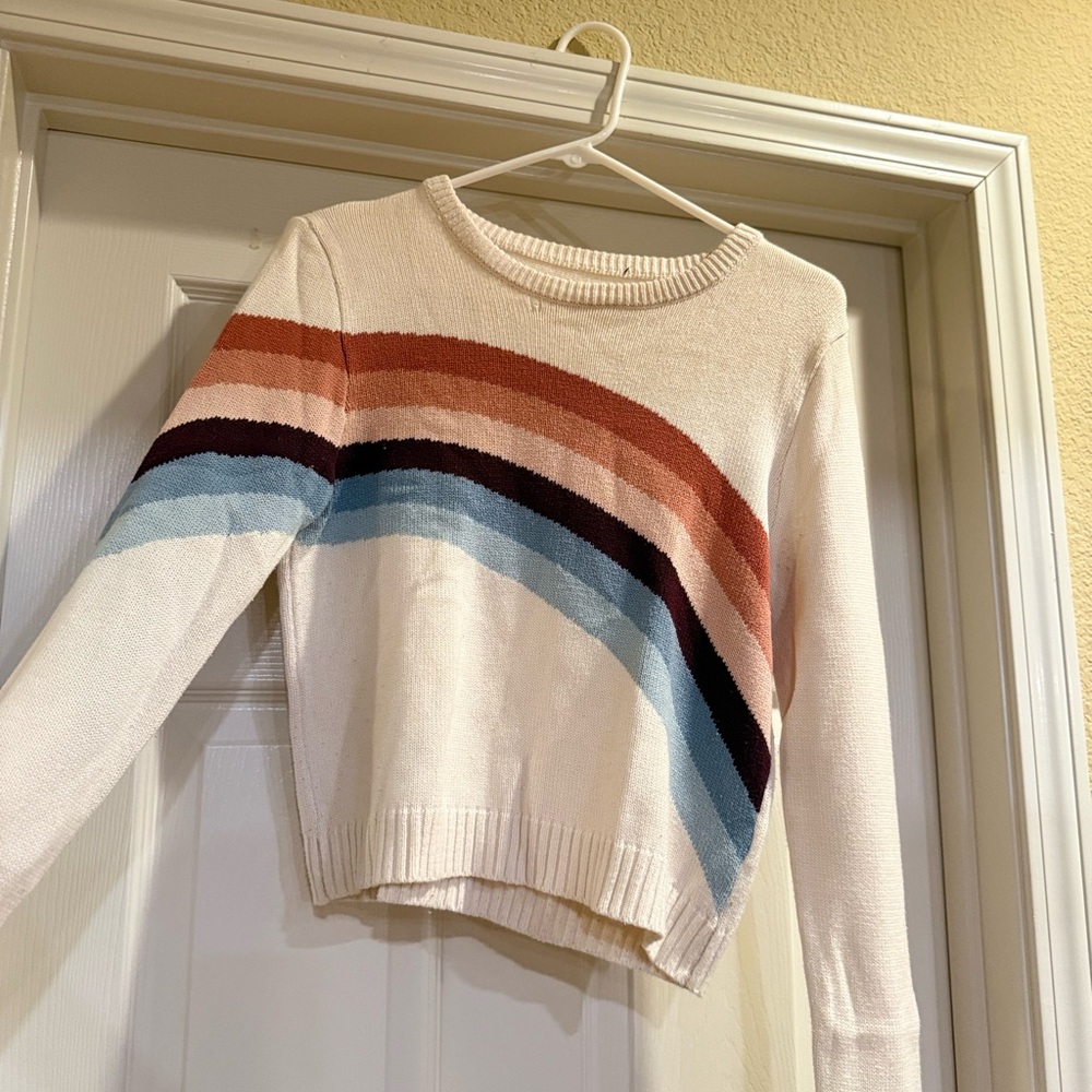 Forever 21 Cream Sweater with Multicolor Stripes